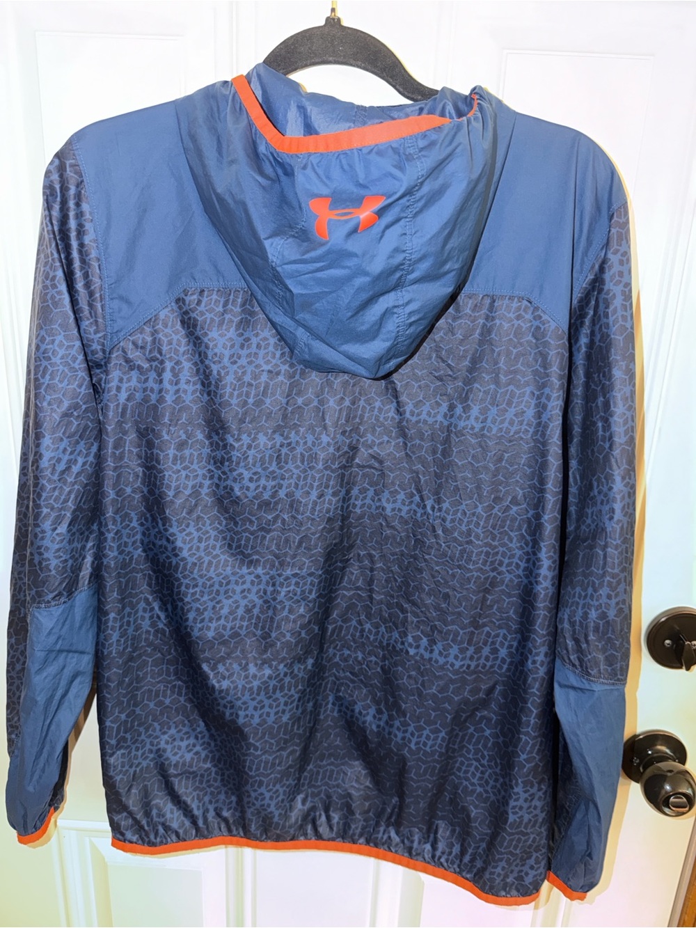 Under Armour Navy Blue Rain Jacket with Bright Orange Trim - Picture 3 of 5